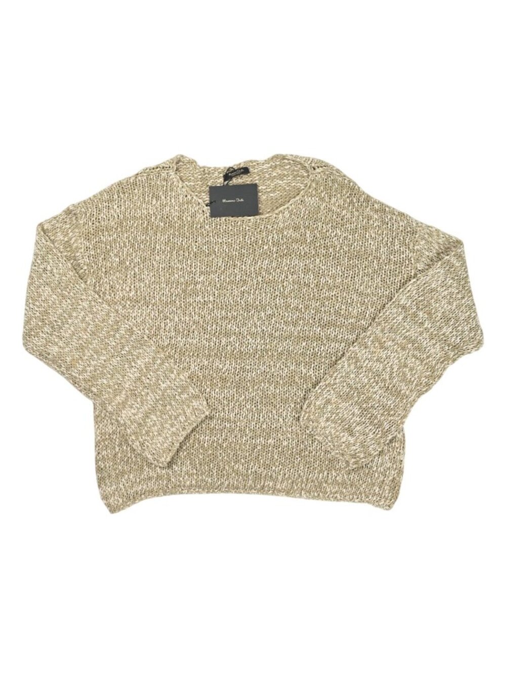 Massimo Dutti Boat Neck Jumper in Light Brown
